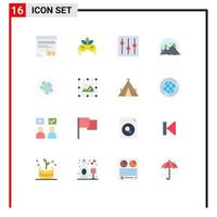 Stock Vector Icon Pack of 16 Line Signs and Symbols for mountain landscape mardigras hill setting Editable Pack of Creative Vector Design Elements