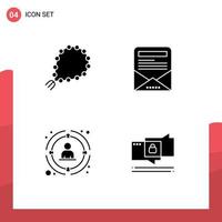 Modern Set of 4 Solid Glyphs Pictograph of misbaha management islam email newsletter people Editable Vector Design Elements