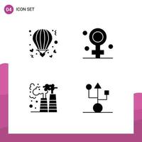 Group of 4 Modern Solid Glyphs Set for air factory love female pollution Editable Vector Design Elements