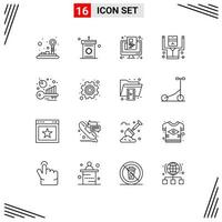 User Interface Pack of 16 Basic Outlines of security criminal eid arrested online Editable Vector Design Elements