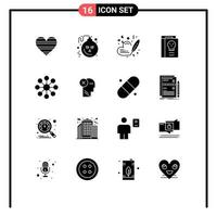 16 Universal Solid Glyphs Set for Web and Mobile Applications legend fantasy scary fairy tale wedding Editable Vector Design Elements