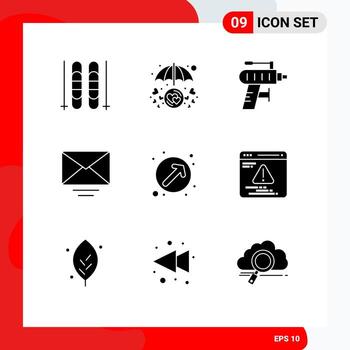 Modern Set of 9 Solid Glyphs and symbols such as pointer arrow drill message letter Editable Vector Design Elements