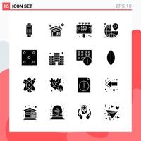 Collection of 16 Vector Icons in solid style Modern Glyph Symbols for Web and Mobile Solid Icon Sign Isolated on White Background 16 Icons