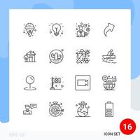 Set of 16 Commercial Outlines pack for cactus house investor home right Editable Vector Design Elements