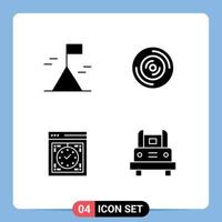 Set of 4 Modern UI Icons Symbols Signs for adventure device disc cd web Editable Vector Design Elements