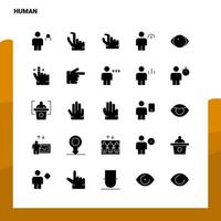 25 conjunto de iconos humanos plantilla de ilustración de vector de icono de glifo sólido para ideas web y móviles para empresa comercial