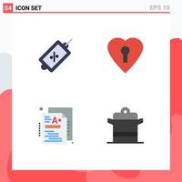 4 Creative Icons Modern Signs and Symbols of ecommerce grade tag private cooker Editable Vector Design Elements