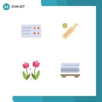 Group of 4 Modern Flat Icons Set for ticket nature ball sport spring Editable Vector Design Elements