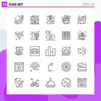Set of 25 icons in Line style Creative Outline Symbols for Website Design and Mobile Apps Simple Line Icon Sign Isolated on White Background 25 Icons vector