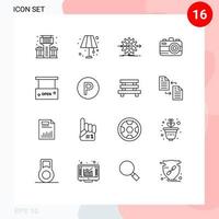 16 Creative Icons Modern Signs and Symbols of open beauty and spa progress summer camera Editable Vector Design Elements