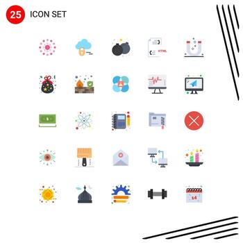 Editable Vector Line Pack of 25 Simple Flat Colors of attraction html fun file develop Editable Vector Design Elements