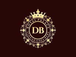 Letter DB Antique royal luxury victorian logo with ornamental frame. vector