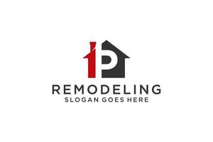 Letter P for Real Estate Remodeling Logo. Construction Architecture Building Logo Design Template Element. vector