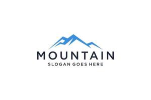 Abstract Mountain Logo. White Shape Linear Style isolated on Blue Color. Flat Vector Logo Design Template Element.