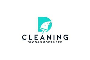 letra d para limpieza mantenimiento de servicio limpio para detalles de automóviles, plantilla de vector de icono de logotipo de casas.