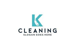 letra k para limpieza mantenimiento de servicio limpio para detalles de automóviles, plantilla de vector de icono de logotipo de casas.
