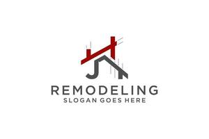 Letter J for Real Estate Remodeling Logo. Construction Architecture Building Logo Design Template Element. vector