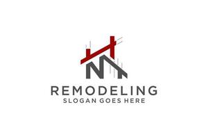 Letter N for Real Estate Remodeling Logo. Construction Architecture Building Logo Design Template Element. vector