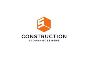 Letter S for Real Estate Logo. Construction Architecture Building Logo Design Template Element. vector