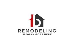 Letter D for Real Estate Remodeling Logo. Construction Architecture Building Logo Design Template Element. vector