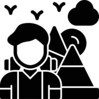 Hiking Glyph Icon vector