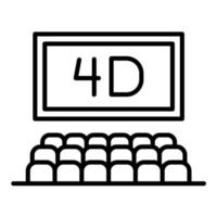 icono de línea de cine 4d vector