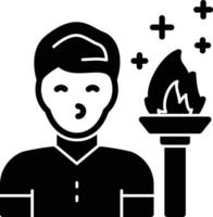 icono de glifo de hombre devorador de fuego vector