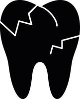 icono de glifo de dientes cariados vector