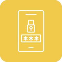 Mobile Password Line Round Corner Background Icons vector
