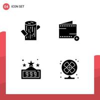 Editable Vector Line Pack of 4 Simple Solid Glyphs of log game add wallet conditioner Editable Vector Design Elements