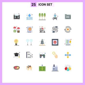 Mobile Interface Flat Color Set of 25 Pictograms of files backup nature hobby easel Editable Vector Design Elements