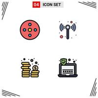 paquete de iconos vectoriales de stock de 4 signos y símbolos de línea para elementos de diseño vectorial editables de contraseña inalámbrica de almacenamiento de dinero de carrete de cámara vector