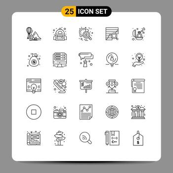 Stock Vector Icon Pack of 25 Line Signs and Symbols for data analytics checkup analytic virus Editable Vector Design Elements