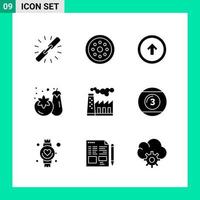 Pack of 9 Solid Style Icon Set Glyph Symbols for print Creative Signs Isolated on White Background 9 Icon Set vector