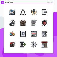 conjunto de 16 iconos modernos de la interfaz de usuario signos de símbolos para los elementos de diseño de vectores creativos editables móviles de pago de joyas de micrófono de sonido