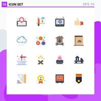 16 Thematic Vector Flat Colors and Editable Symbols of cloud solution computer hand business Editable Pack of Creative Vector Design Elements