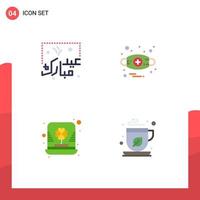 4 Flat Icon concept for Websites Mobile and Apps eid day lettering allergy irish Editable Vector Design Elements