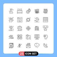 Pictogram Set of 25 Simple Lines of items shopping timer grocery watch Editable Vector Design Elements