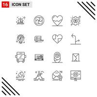 Pictogram Set of 16 Simple Outlines of bulb profile solution management hospital Editable Vector Design Elements