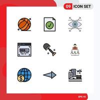 9 Thematic Vector Filledline Flat Colors and Editable Symbols of spring shovel eye big coder Editable Vector Design Elements