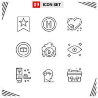 9 Icons Line Style Grid Based Creative Outline Symbols for Website Design Simple Line Icon Signs Isolated on White Background 9 Icon Set vector