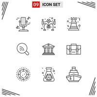 9 Icons Line Style Grid Based Creative Outline Symbols for Website Design Simple Line Icon Signs Isolated on White Background 9 Icon Set vector