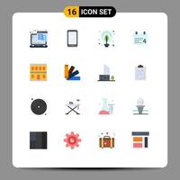 Stock Vector Icon Pack of 16 Line Signs and Symbols for construction date iphone day bulb Editable Pack of Creative Vector Design Elements