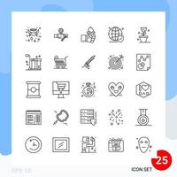 Modern Pack of 25 Icons Line Outline Symbols isolated on White Backgound for Website designing vector