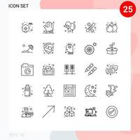 conjunto de 25 iconos de interfaz de usuario modernos símbolos signos para juego bomba papá etiqueta ventas elementos de diseño vectorial editables vector