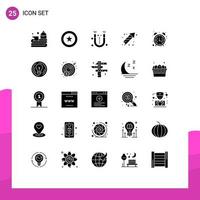 Mobile Interface Solid Glyph Set of 25 Pictograms of mubarak celebration wreath fireworks science Editable Vector Design Elements