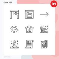 9 Thematic Vector Outlines and Editable Symbols of easter house folder direction arrow Editable Vector Design Elements