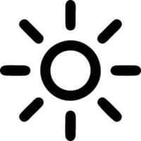 icono de sol en fondo blanco, ilustración del símbolo de icono de sol en negro sobre fondo blanco vector