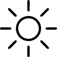 icono de sol en fondo blanco, ilustración del símbolo de icono de sol en negro sobre fondo blanco vector