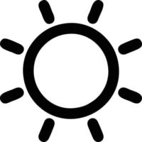 icono de sol en fondo blanco, ilustración del símbolo de icono de sol en negro sobre fondo blanco vector